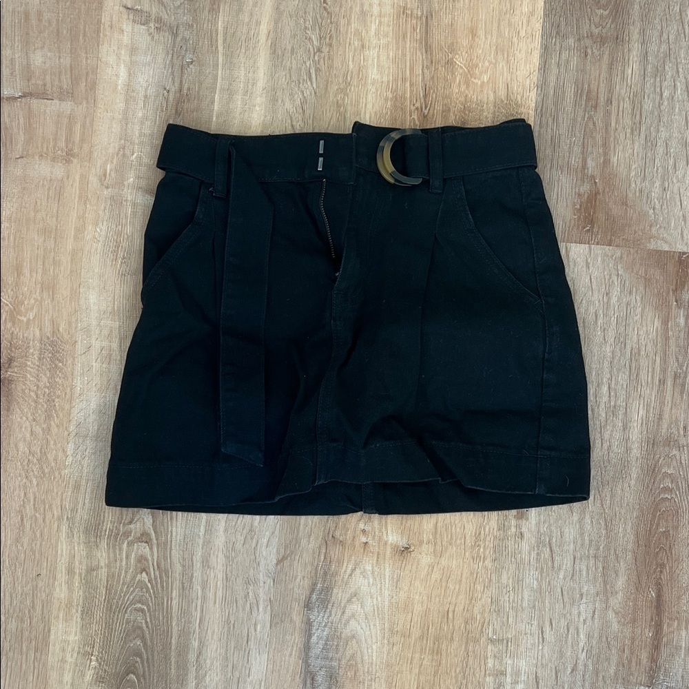 Free People Black Belted Mini Skirt